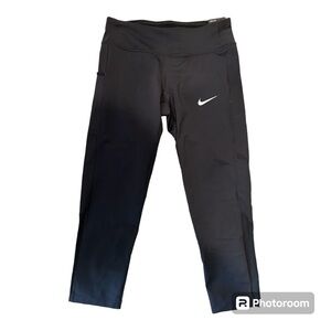 NIKE POWER DRI-FIT WOMENS RACER RUNNING CROP TIGHTS BLACK SZ S #CD8214-NWT